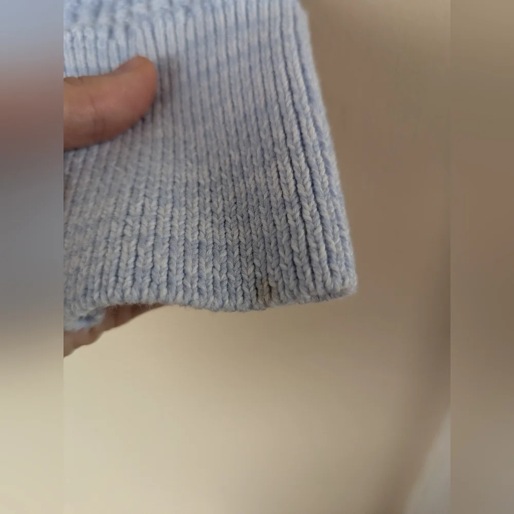 Design 365 Crocheted Knit Two Pocket Sweater Cardigan Coat Jacket, Blue (XS) - Picture 12 of 15